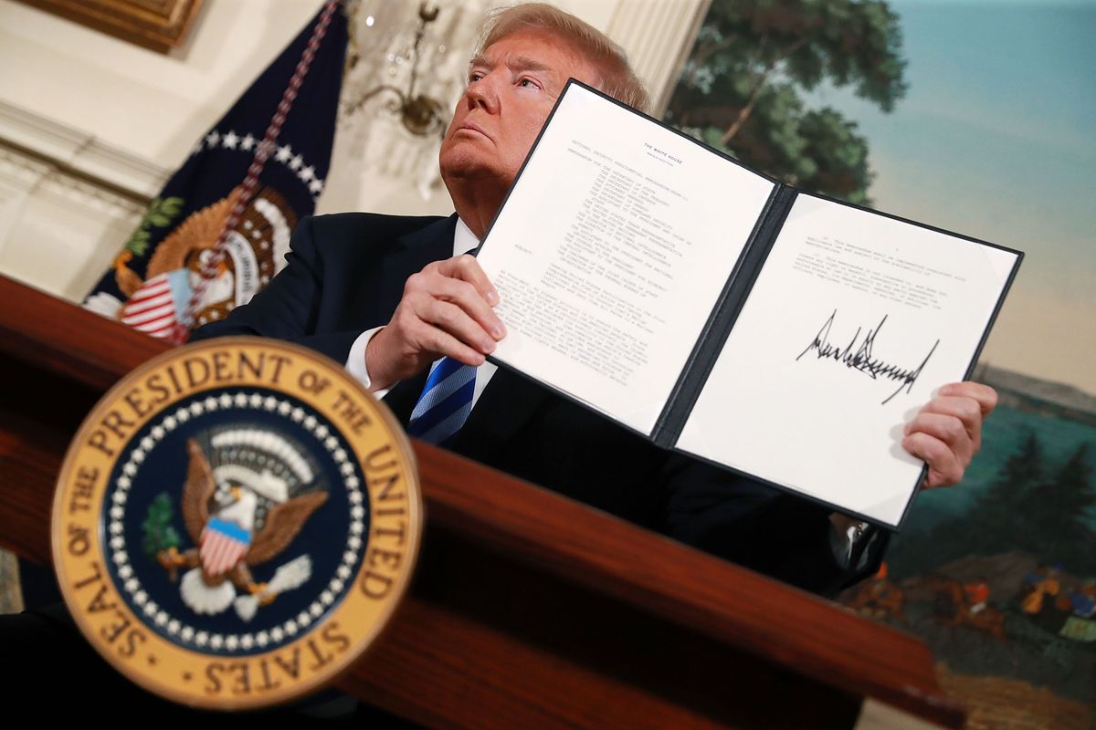 President Donald Trump withdrew the US from the Iran nuclear deal on May 8, 2018, allowing America to reimpose sanctions on Tehran. Chip Somodevilla/Getty Images